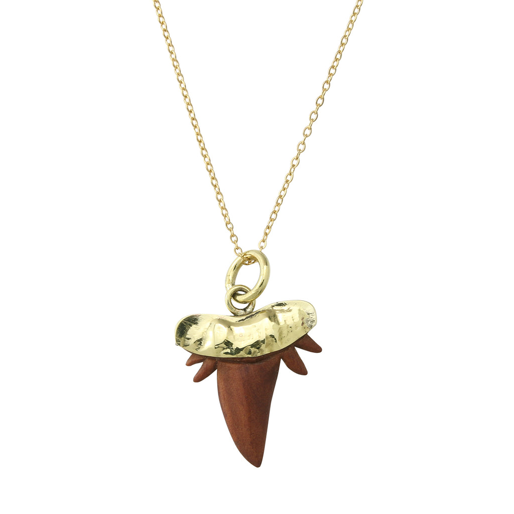 Sabo Wooden Faux Otodus Shark Tooth Necklace