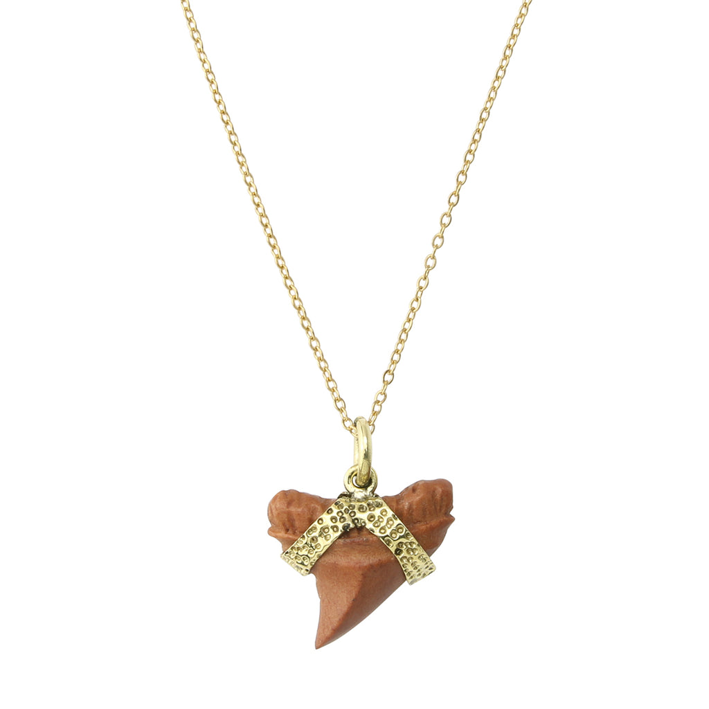 Sabo Wooden Faux Tiger Shark Tooth Necklace