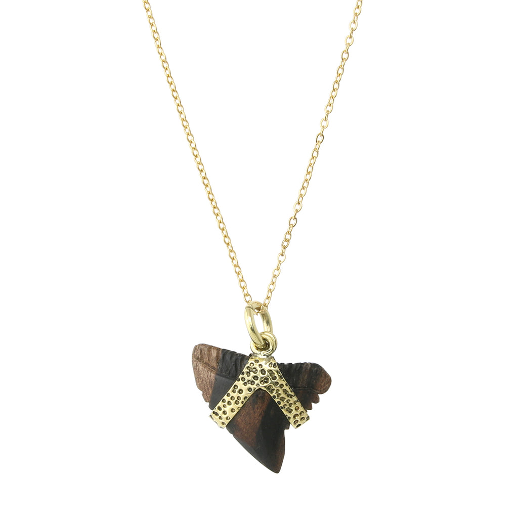 Wooden Faux Tiger Shark Tooth Necklace