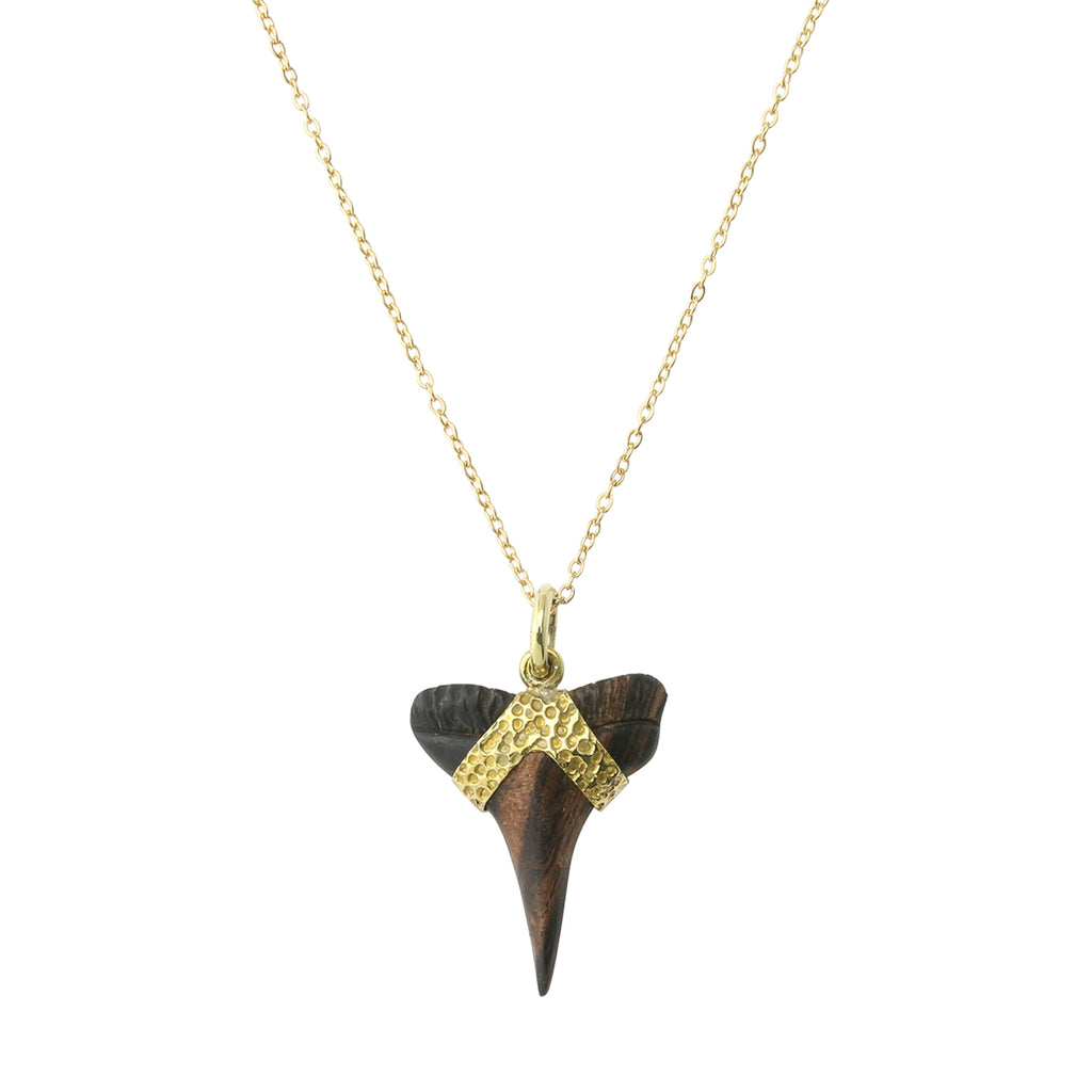 Wooden Faux Sand Shark Tooth Necklace