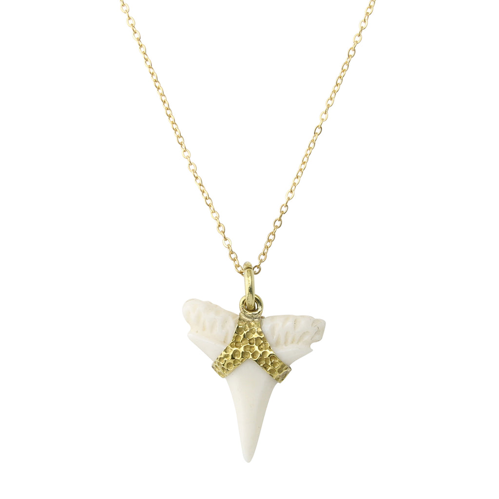 Bone Faux Sand Shark Tooth Necklace