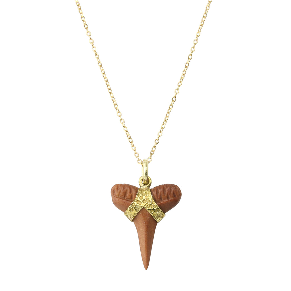 Sabo Wooden Faux Sand Shark Tooth Necklace