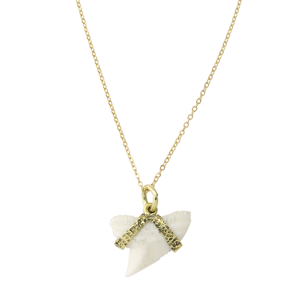 Bone Faux Tiger Shark Tooth Necklace